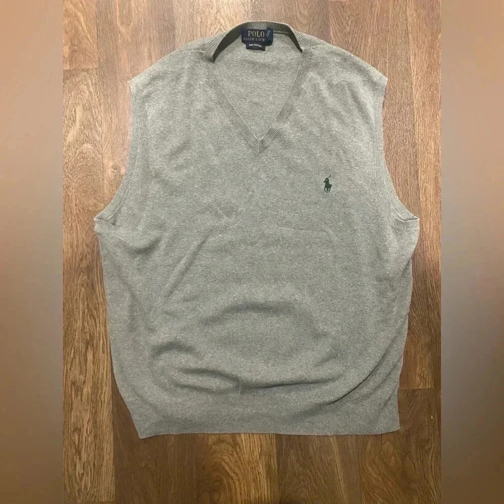 Polo Ralph Lauren Gray Sweater Vest. 100% Pima Cotton. Men’s Size XL